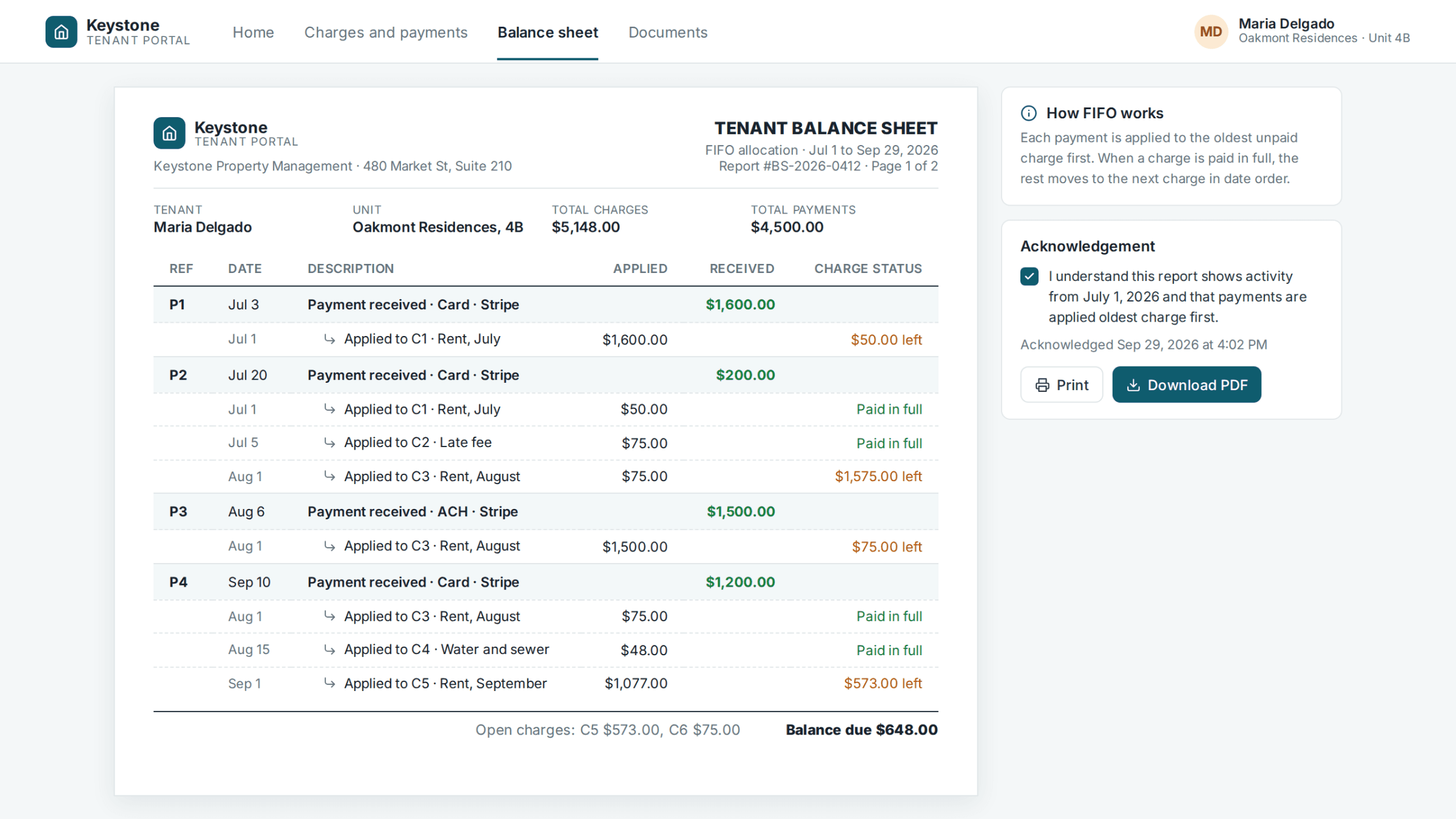 Tenant Portal with Locked Stripe Payments & FIFO Balance Sheet Reporting detail image 1