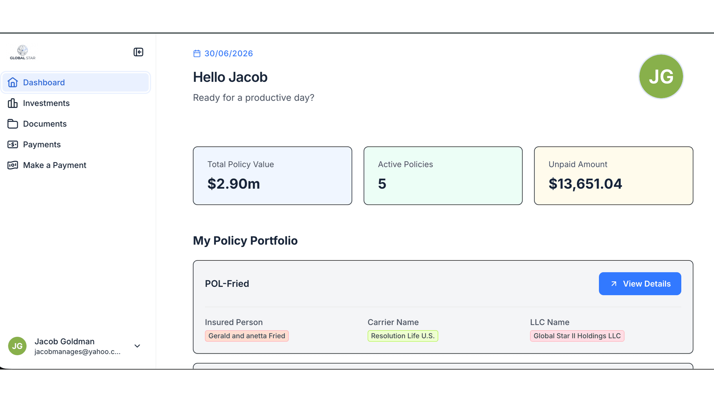 Global Star Investor Policy Portal project hero