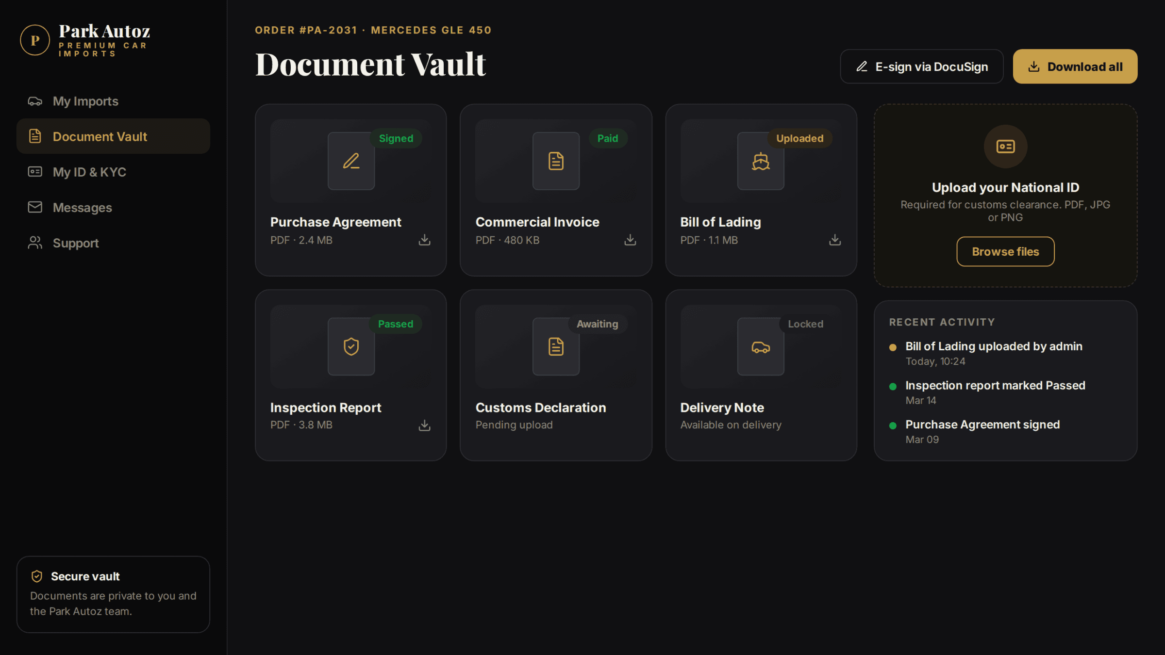 Secure Branded Client Portal for Park Autoz detail image 1