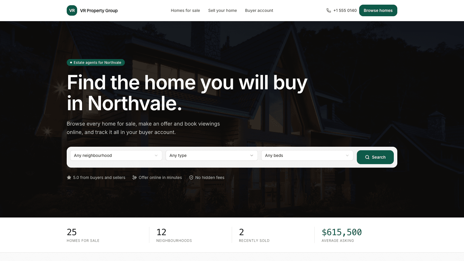 VR Property Group: Homes for Sale Portal project hero