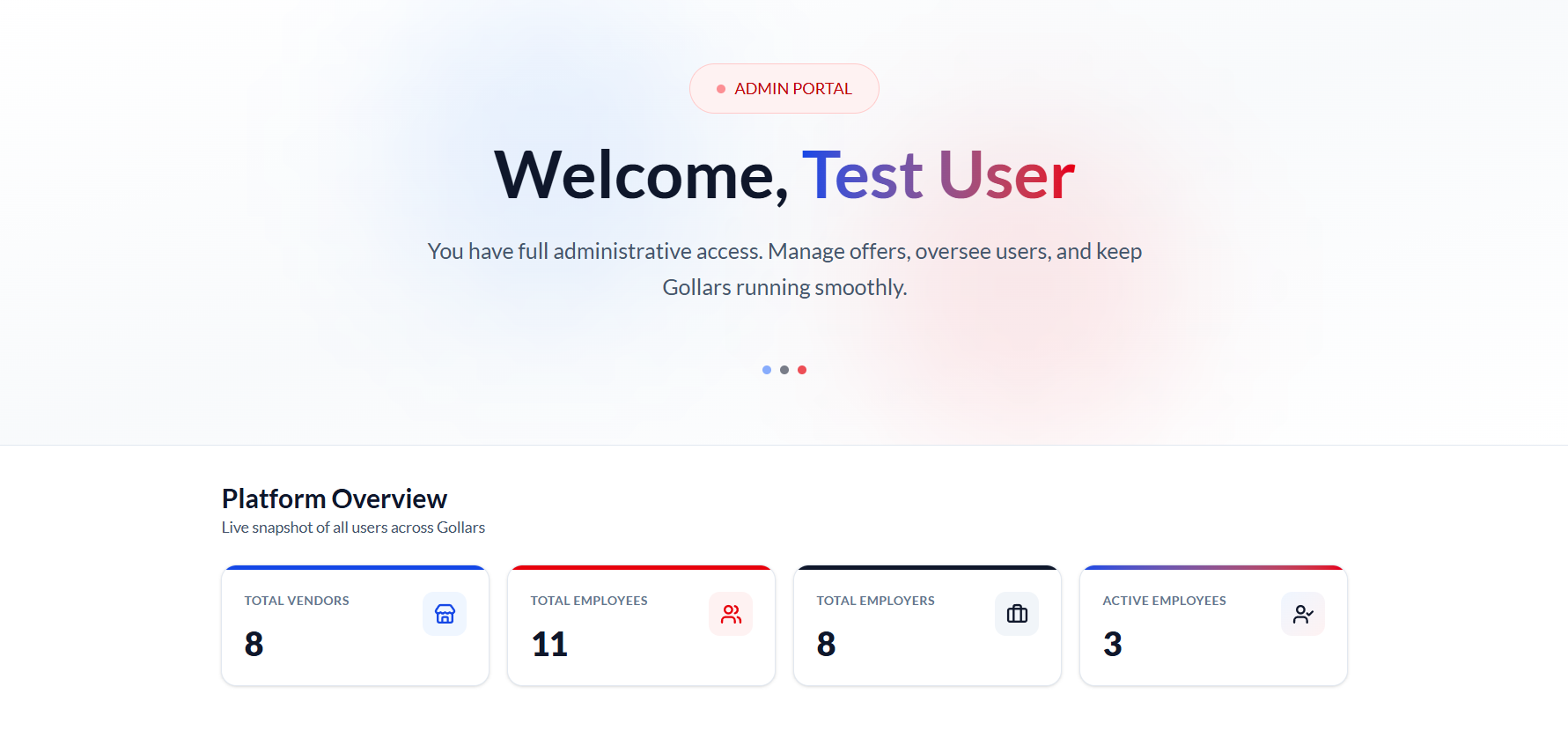 Gollars — Admin App