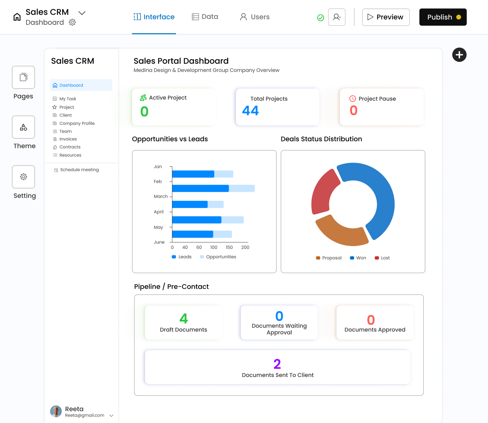 Desktop application view